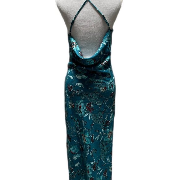 NWT Band Of The Free Audette Teal Floral Halter Midi Dress - Picture 9 of 16
